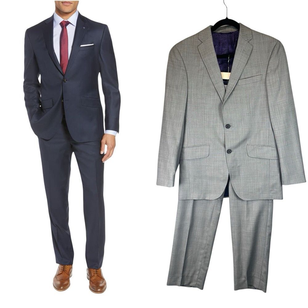 TED BAKER ENDURANCE‎ LONDON Wool Gray Jones CT Men's Dress Suit Jacket Pants 36R